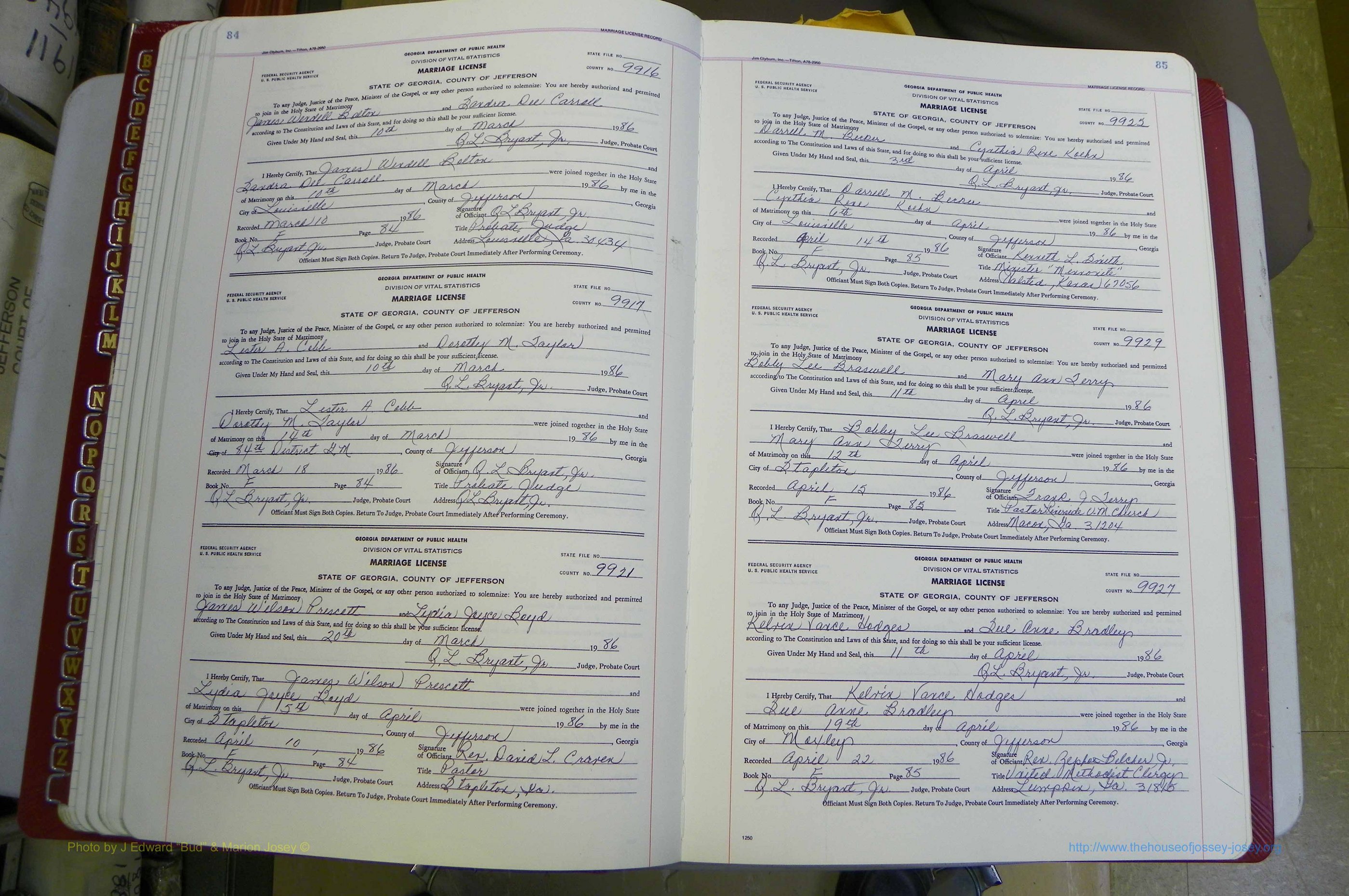 Jefferson Co, GA, Marriages Book F, 1981 - 2007, White (71).JPG