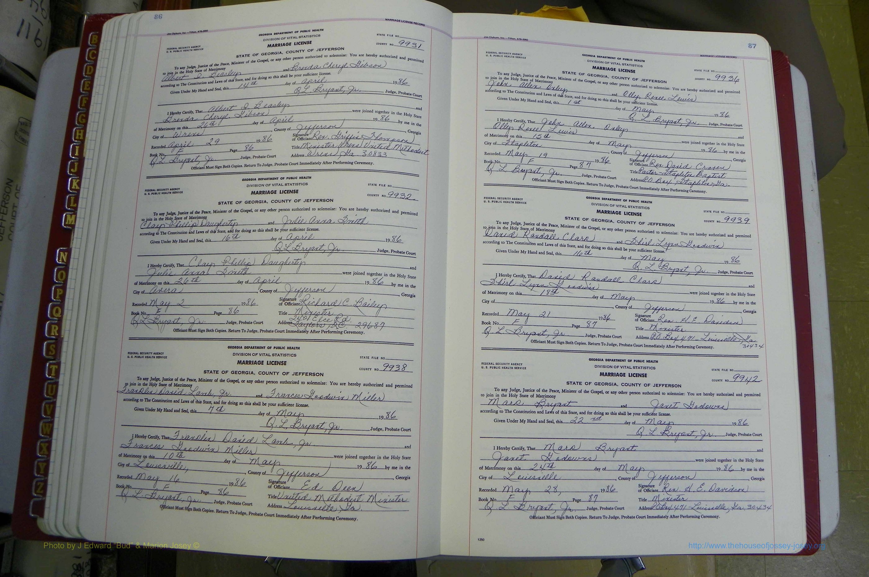 Jefferson Co, GA, Marriages Book F, 1981 - 2007, White (72).JPG