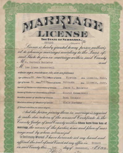 Banister, Herbert Eliza to Irene Kammarcell, Seward Co, NB.jpg