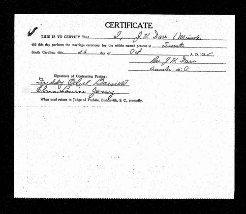 Barnes, Fred Odell to Elma Louise Josey, Lee Co, NC.jpg