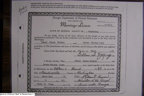 Bradley, Samuel Dwayne to Teresa Melvina Josey, Washington Co, GA.JPG