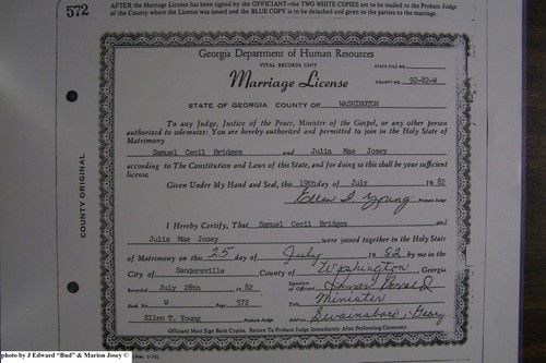 Bridges, Samuel Cecil to Julia Mae Josey, Washington Co, GA.JPG