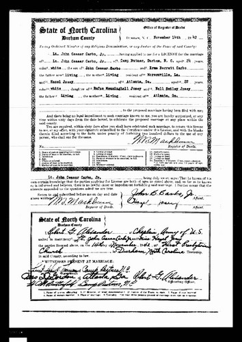 Carbo, John Caesar Jr to Hazel Belle Josey, Durham Co, NC.jpg