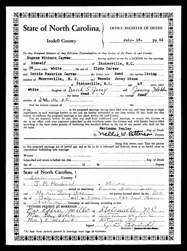 Carver, Eugene Withers to Nessie Dixon Josey, Iredell Co, NC.jpg