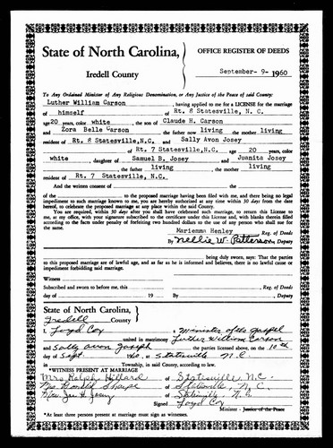 Cason, Luther William to Sally Avon Josey, Iredell Co, NC.jpg