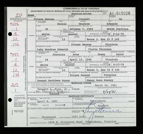 Edwards, Donnie Woodrow to Patricia Ann Josey Agnor, Prince George Co, VA.jpg