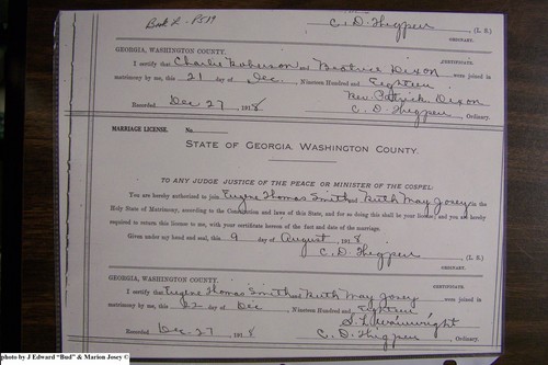 Smith, Eugene Thomas to Ruth Mae Josey, Washington Co, GA.JPG