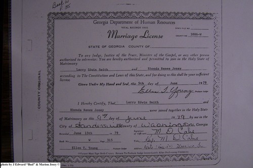 Smith, Larry Edwin to Rhonda Renee Josey, Washington Co, GA.JPG