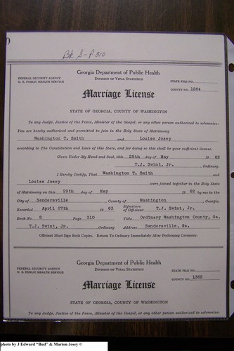 Smith, Washington Theodore to Betty Louise Josey, Washington Co, GA.JPG
