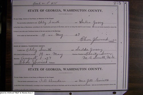 Smith, William Oakley to Sadie Loraine Josey, Washington Co, GA.JPG
