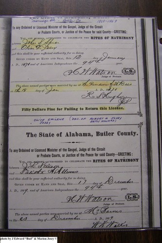 Spear, John S to Olive Emilene Josey, Butler Co, AL.JPG