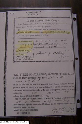 Thomas, John F to Harriett Leona Josey, Butler Co, AL.JPG