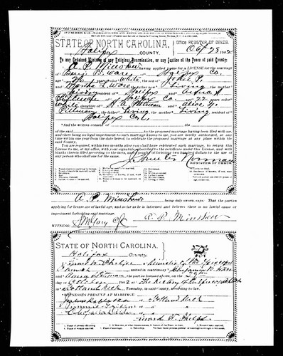 Ware, Benjamin Bruner to Anna Shields Pittman, Halifax Co, NC.jpg