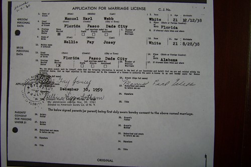Webb, Manuel Earl to Nellie Fay Josey, Pasco Co, FL.JPG