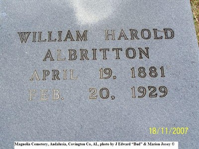 Albritton, William Harold, Magnolia Cem, Andalusia, Covington Co, AL.jpg