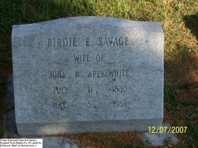 Applewhite, Birdie E Savage,  Trinity Cemetery Scotlamd Neck, Halifax Co, NC 864.jpg