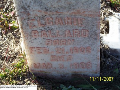 Ballard, Elcanie, Oakey Streek Methodist Church Cem, Butler Co, AL.jpg