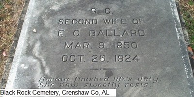 Ballard, Gennia Caroline Moore, Blackrock Cemetery, Crenshaw Co, AL.jpg