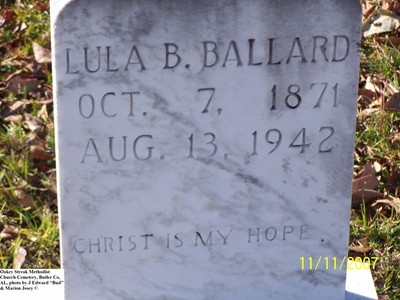 Ballard, Lula B, Oakey Streek Methodist Church Cem, Butler Co, AL.jpg