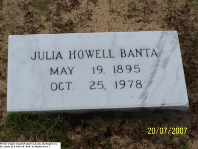 Banta, Julia Howell, Wesley Chapel Church Cem, Lydia, Darlington Co, SC.jpg