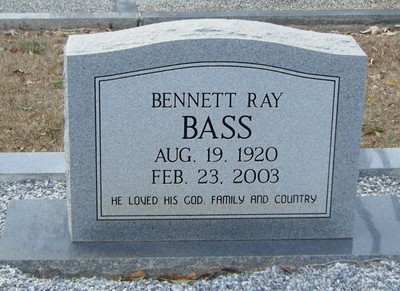 Bass, Bennett Ray, Pigeon Creek baptist Church Cem, Covington Co, AL.jpg