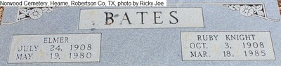 Bates, Elmer & Ruby Knight, Norwood Cemetery, Robertson Co, TX.jpg