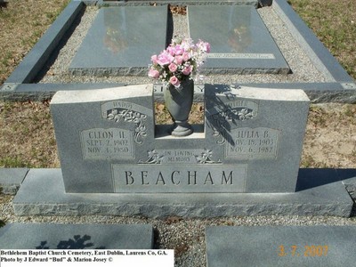 Beacham, Cleon & Julia B, Bethlehem Cem, East Dublin, Laurens Co, GA.jpg
