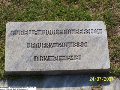 Beasley, Aurella Woodham, Hebron United Methodist Church Cem, Lee Co, SC.jpg