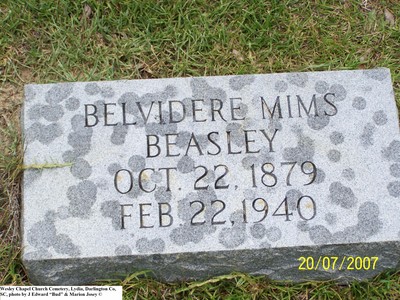 Beasley, Belvidere Mims, Wesley Chapel Cem, Lydia, Darlington Co, SC.jpg