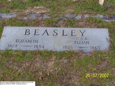 Beasley, Elijah & Elizabeth, Hebron United Methodist Church Cem, Lee Co, SC.jpg