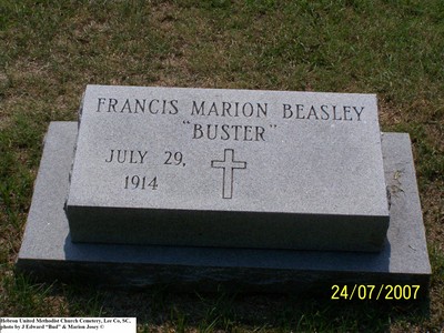 Beasley, Francis Marion, Hebron United Methodist Church Cem, Lee Co, SC.jpg
