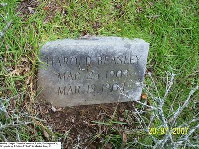 Beasley, Harold, Wesley Chapel Church Cem, Lydia, Darlington Co, SC.jpg