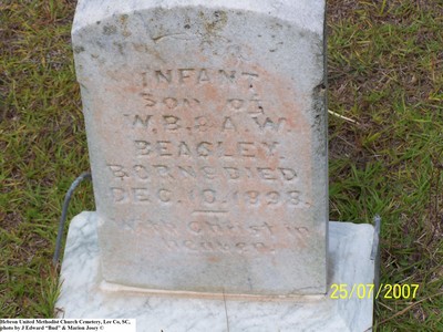 Beasley, Infant Son, Hebron United Methodist Church Cem, Lee Co, SC.jpg