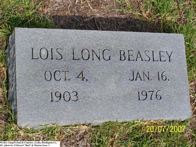 Beasley, Lois Long, Wesley Chapel Church Cem, Lydia, Darlington Co, SC.jpg