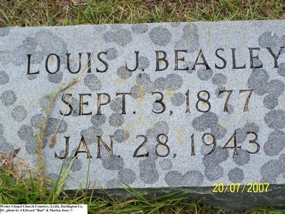 Beasley, Louis J, Wesley Chapel Church Cem, Lydia, Darlington Co, SC.jpg