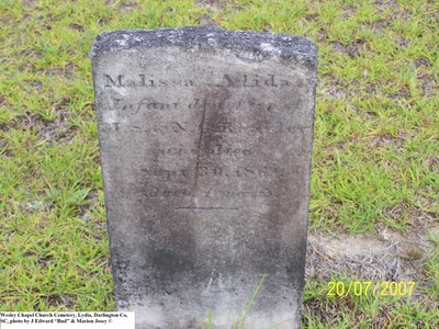Beasley, Malissa Alida, Wesley Chapel Church Cem, Lydia, Darlington Co, SC.jpg