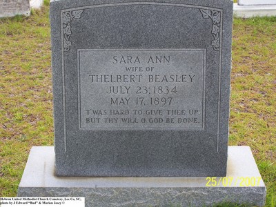 Beasley, Sarah Ann, Hebron United Methodist Church Cem, Lee Co, SC.jpg
