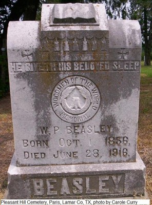 Beasley, Walter Preston, Pleasant Hill Cemetery, Lamar Co, TX.jpg