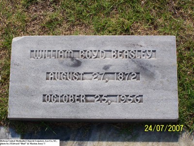 Beasley, William Boyd, Hebron United Methodist Church Cem, Lee Co, SC.jpg
