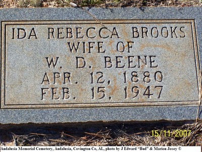 Beene, Ida Rebecca Brooks, Andalusia Memorial Cem, Covington Co, AL.jpg