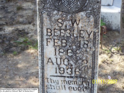 Beesley, Simon W, Fairmount Baptist Church Cem, Red Level, Covington Co, AL.jpg