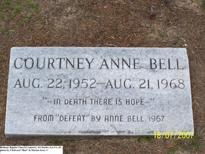 Bell, Courtney Anne, Bethany Baptist Church Cem Lee Co, SC.jpg