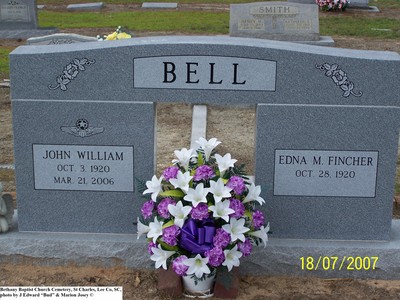 Bell, John William & Edna M Fincher, Bethany Baptist Cem, Lee Co, SC.jpg