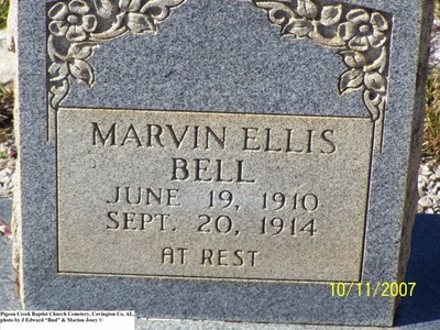 Bell, Marvin Ellis, Pigeon Creek Baptist Church Cem, Covington Co, AL.jpg