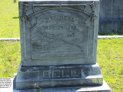 Bell, Ray, Mt. Elam Baptist Church Cemetery, Lydia, Darlington Co, SC 289.jpg