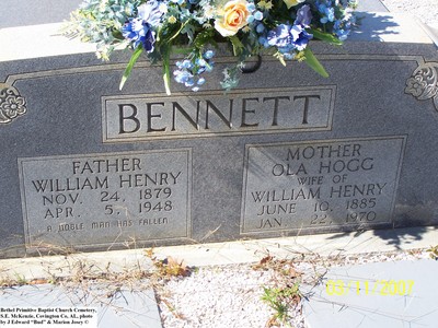 Bennett, William H & Ola Hogg, Bethel Prim Bap Cem, Covington Co.jpg