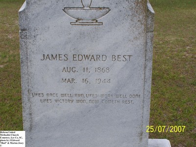Best, James Edward, Hebron United Methodist Church Cem, Lee Co, SC.jpg