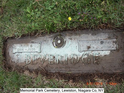 Beveridge, John Alexander & Marion Brown Allen, Memorial Park Cem, Niagara Co, NY.JPG