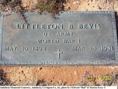 Bevis, Littleton B War, Andalusia Memorial Cem, Covington Co, AL.jpg