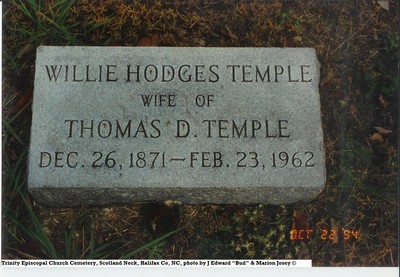 Temple, Willie Hodges, Trinity Cemetery, Halifax Co, NC.jpg